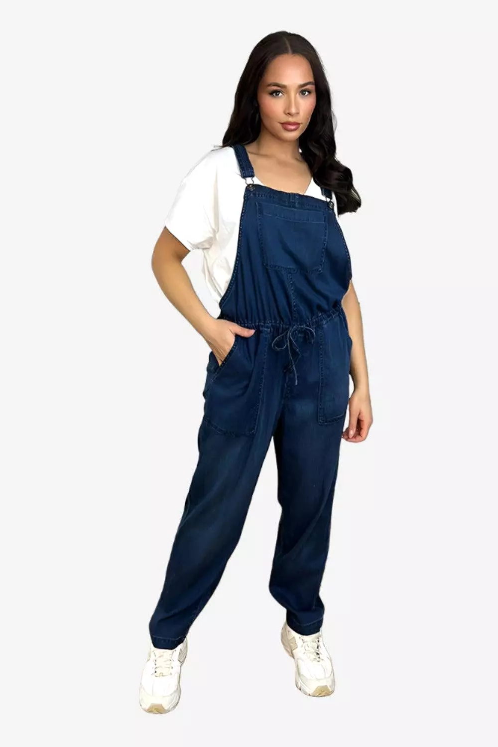 100% Soft Cotton Denim Drawstring Dungarees