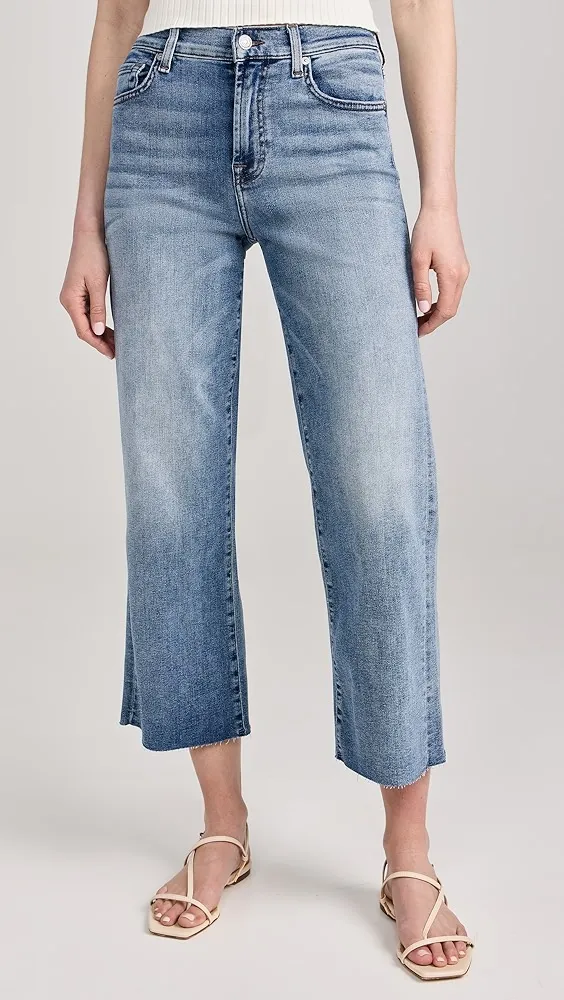 7 For All Mankind   Cropped Alexa Raw Cut Hem Jeans 