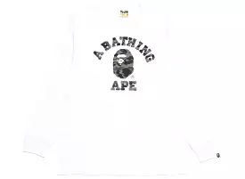 A Bathing Ape 1st Camo Camo College L/S Tee in White xld