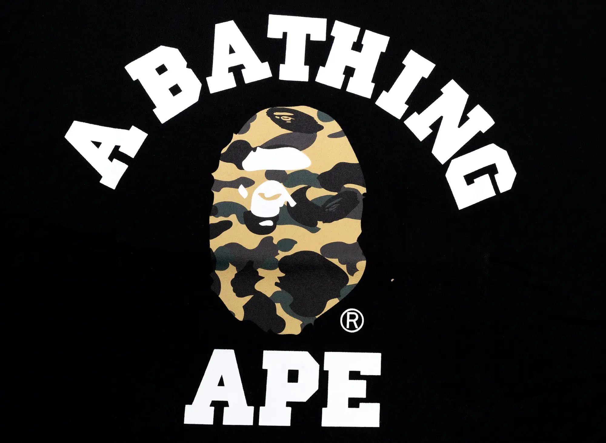 A Bathing Ape 1st Camo College Tee 'Black/Yellow' xld