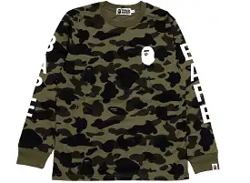 A Bathing Ape 1st Camo L/S Tee in Green xld