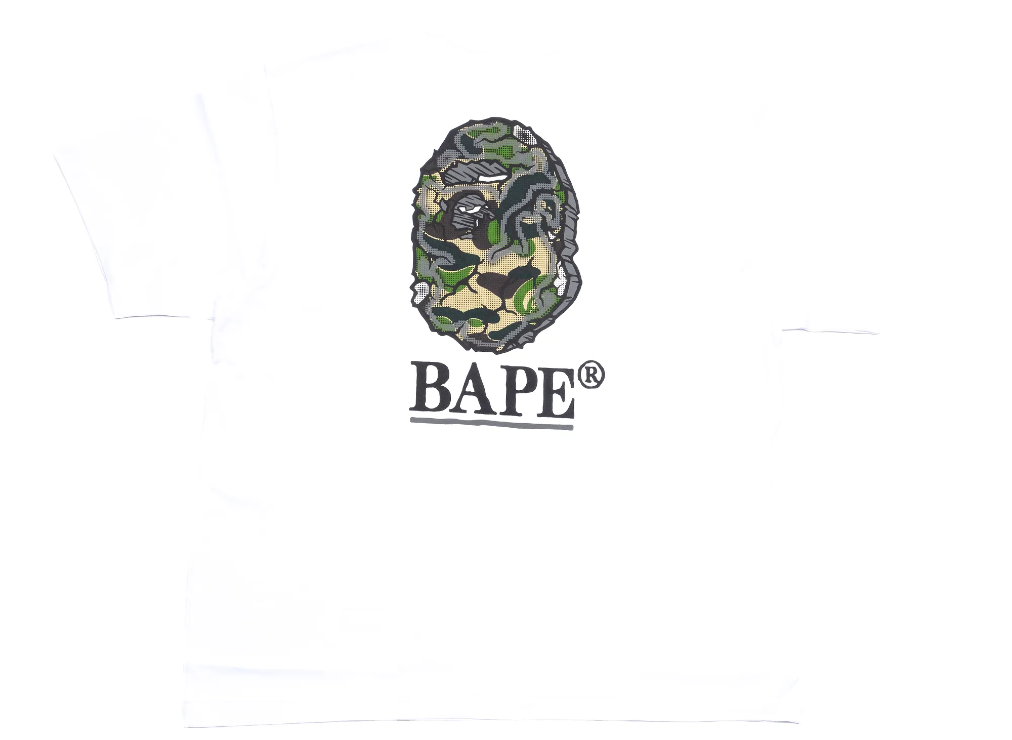 A Bathing Ape Camo Stone Ape Head Relaxed Fit Tee in White xld