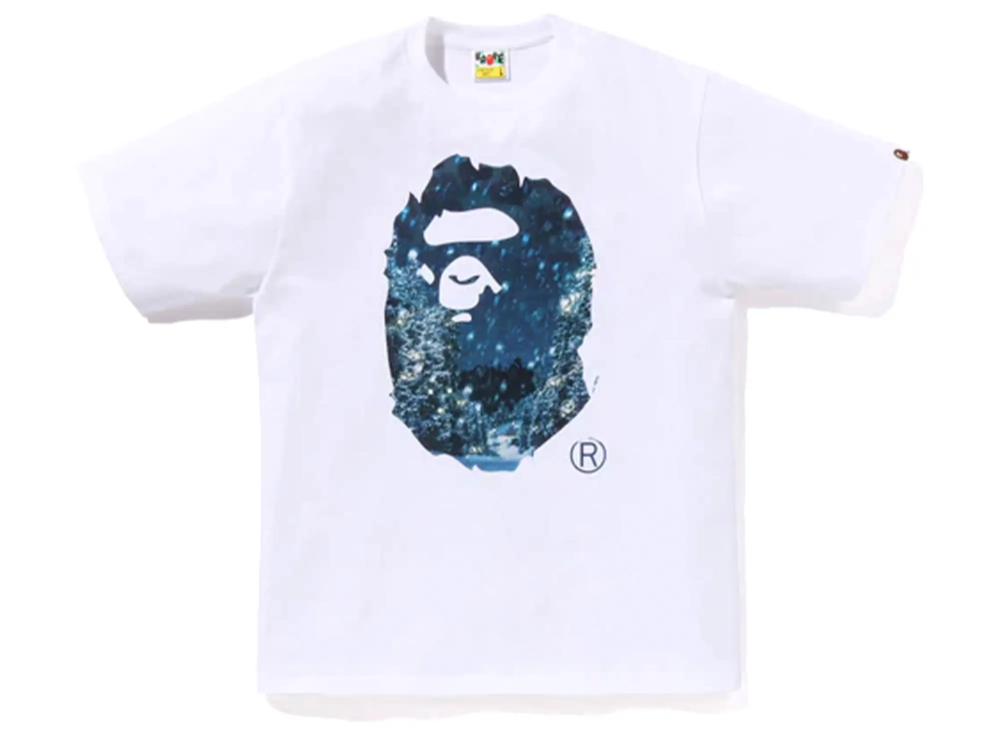 A Bathing Ape Christmas Photo Ape Head Tee in White xld