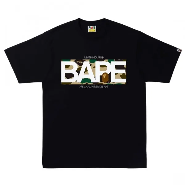 A Bathing Ape Men 1st Camo Bape Logo Tee (black / yellow)