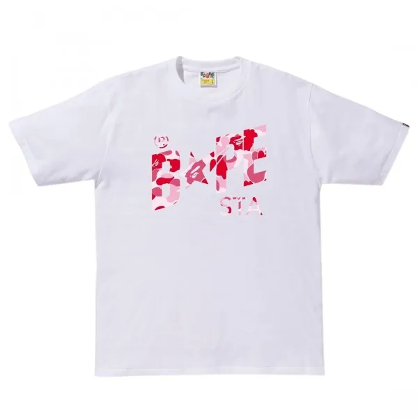 A Bathing Ape Men ABC Camo Bape Sta Logo Tee (white / pink)