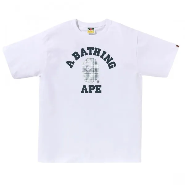 A Bathing Ape Men Bleach Bape Check College Tee (white)