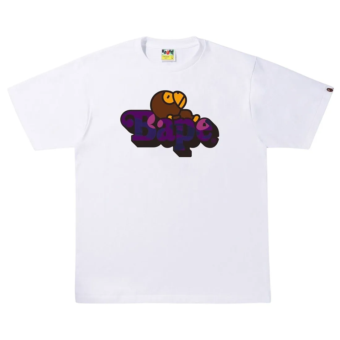 A Bathing Ape Men Color Camo C Milo On Bape Tee (white / purple)