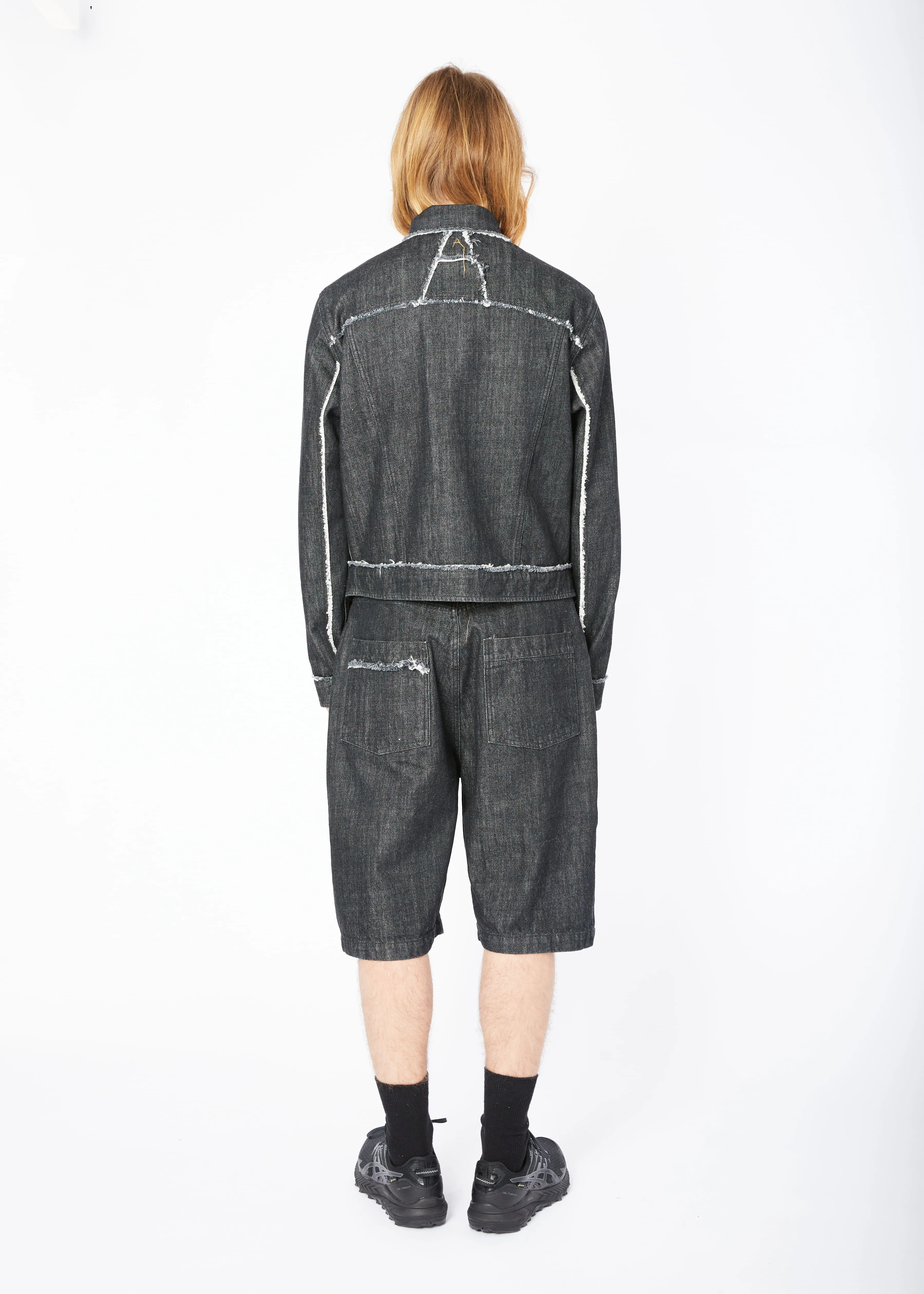 AIREI Deconstructed Trucker Denim Jacket (Black)