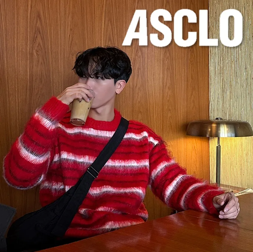 ASCLO  |Stripes Unisex Street Style Long Sleeves Oversized Sweaters