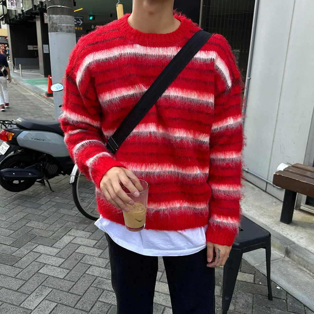 ASCLO  |Stripes Unisex Street Style Long Sleeves Oversized Sweaters