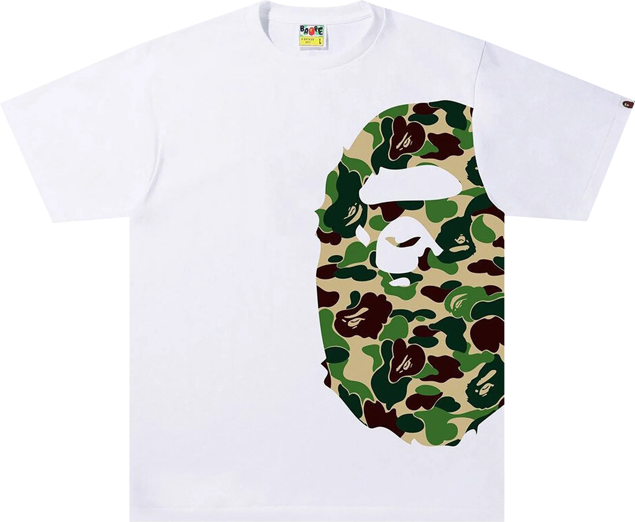 BAPE ABC Camo Side Big Ape Head Tee 'White/Green'