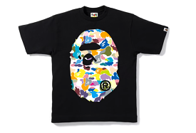 BAPE Multi Camo Big Ape Head Tee Black