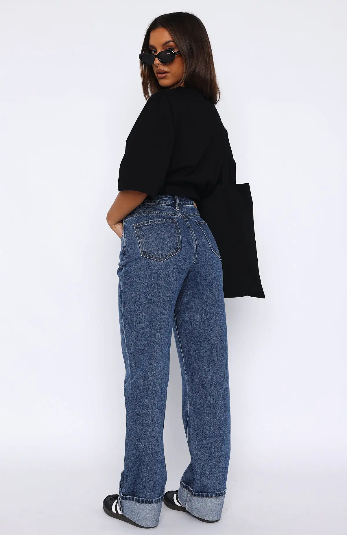 Blair High Rise Wide Leg Jeans Dark Blue