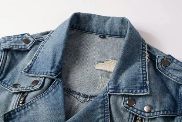 Blue jeans jacket biker perfecto cut