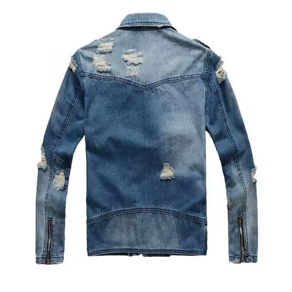 Blue jeans jacket biker perfecto cut