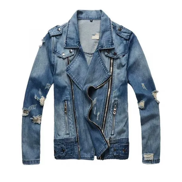 Blue jeans jacket biker perfecto cut