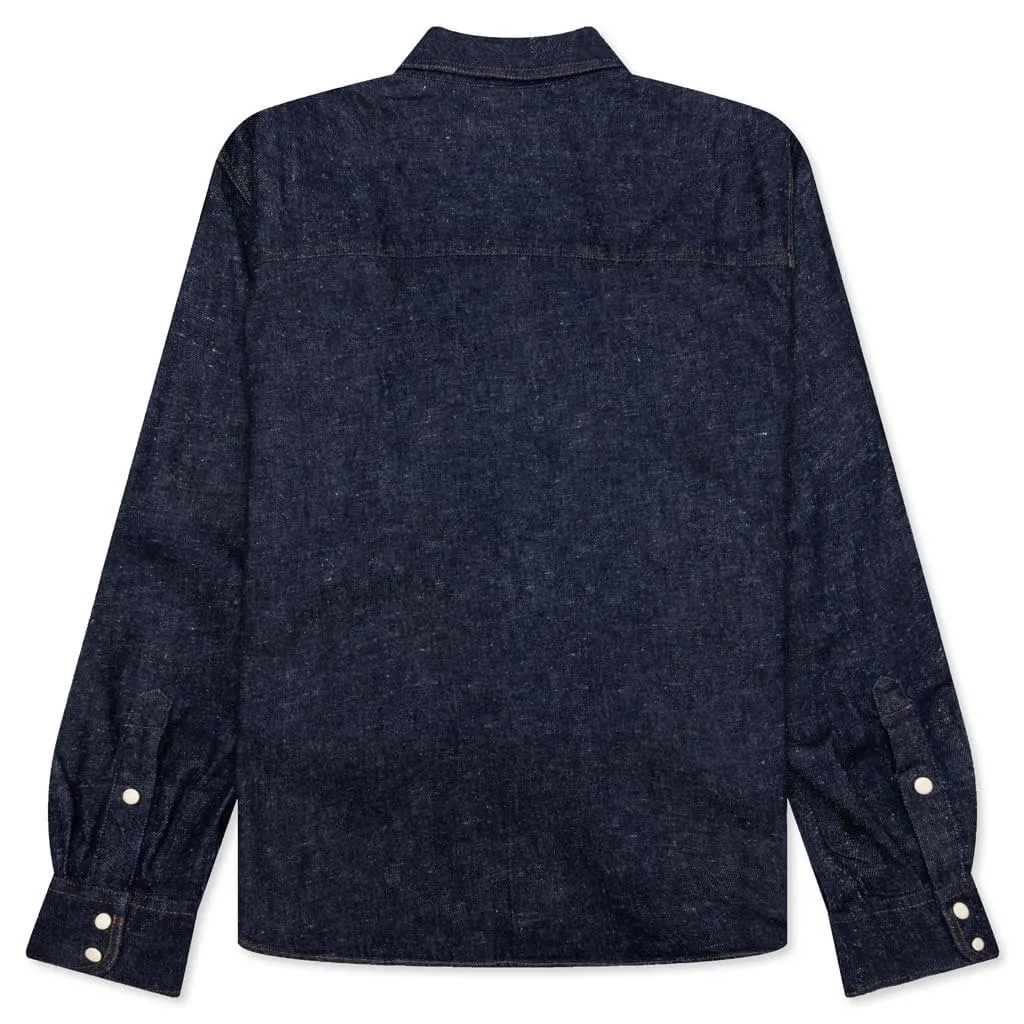 Boxy Western Denim L/S Shirt - Dark Denim