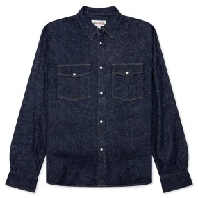 Boxy Western Denim L/S Shirt - Dark Denim