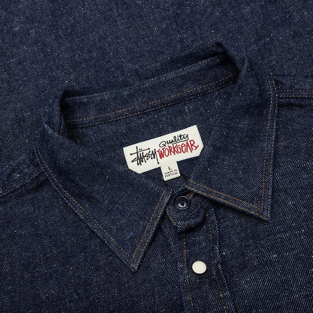 Boxy Western Denim L/S Shirt - Dark Denim