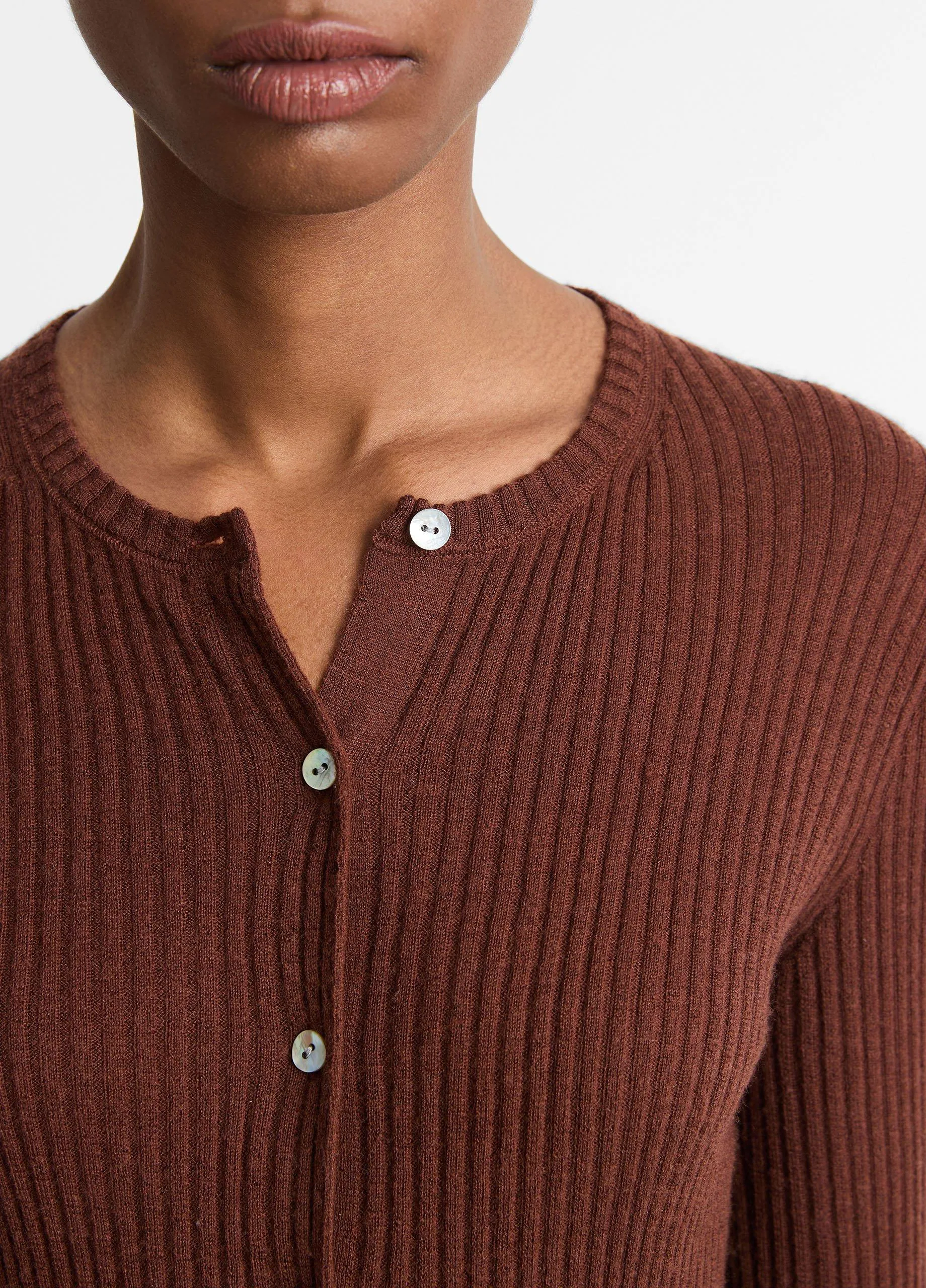 Cashmere-Silk Ribbed Cardigan