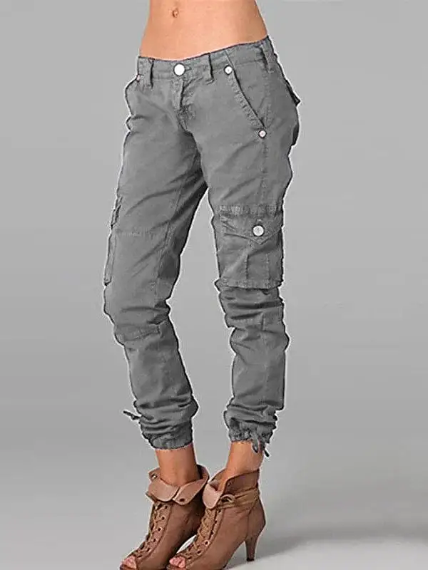 Chic & Modern Women's Cargo Pants with Side Pockets and Ankle-Length Fit