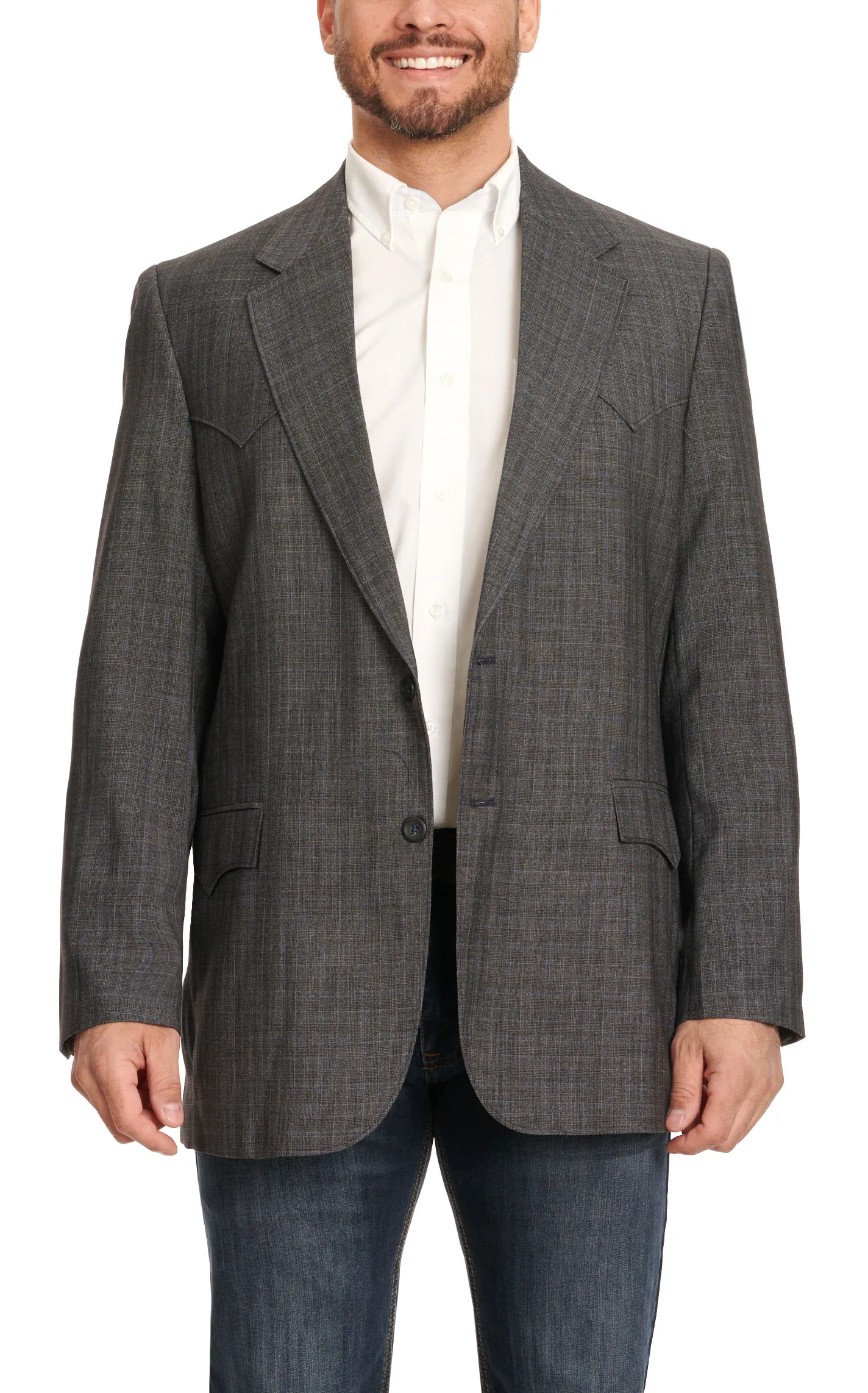 Circle S Men's Slate with Blue Window Pane Plaid Sport Coat