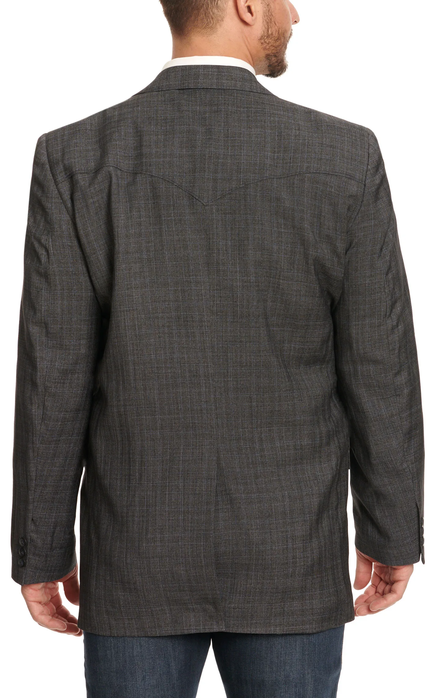 Circle S Men's Slate with Blue Window Pane Plaid Sport Coat