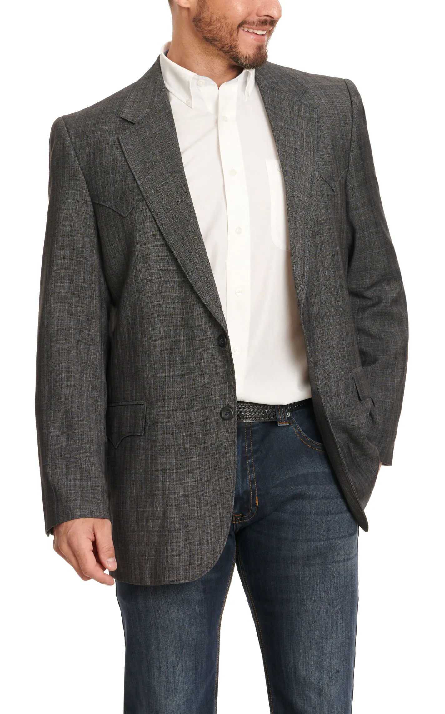 Circle S Men's Slate with Blue Window Pane Plaid Sport Coat