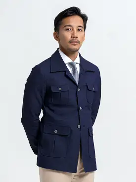 Classic Safari Jacket -  Denim Dark Blue