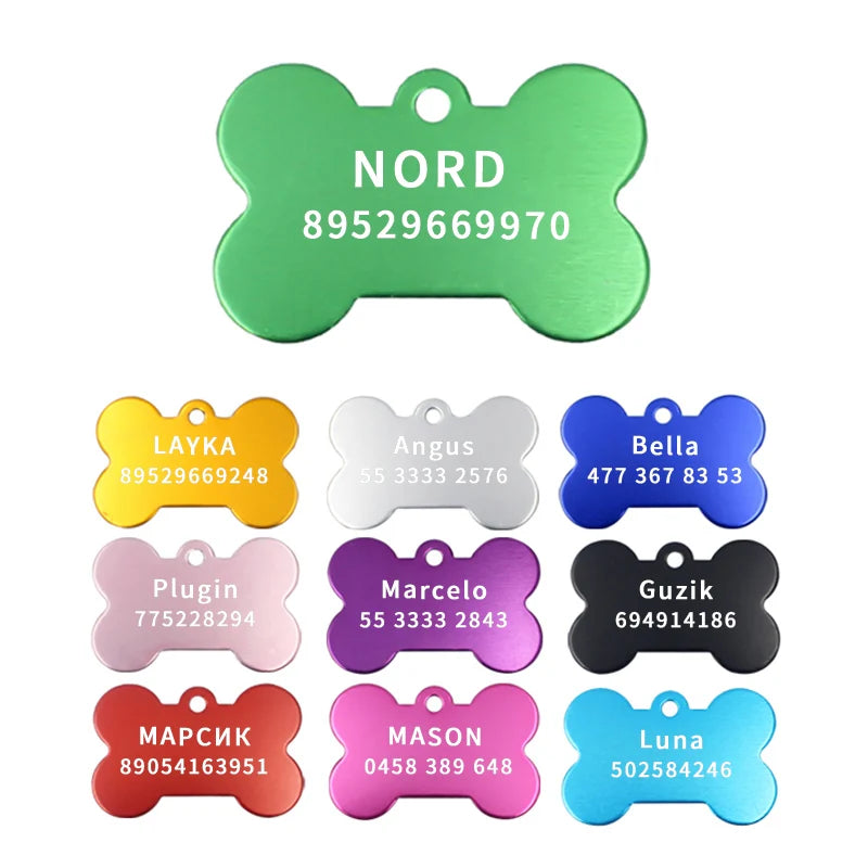 Customizable Dog Tag (2 Pack) | Engraved ID & Bone Shape