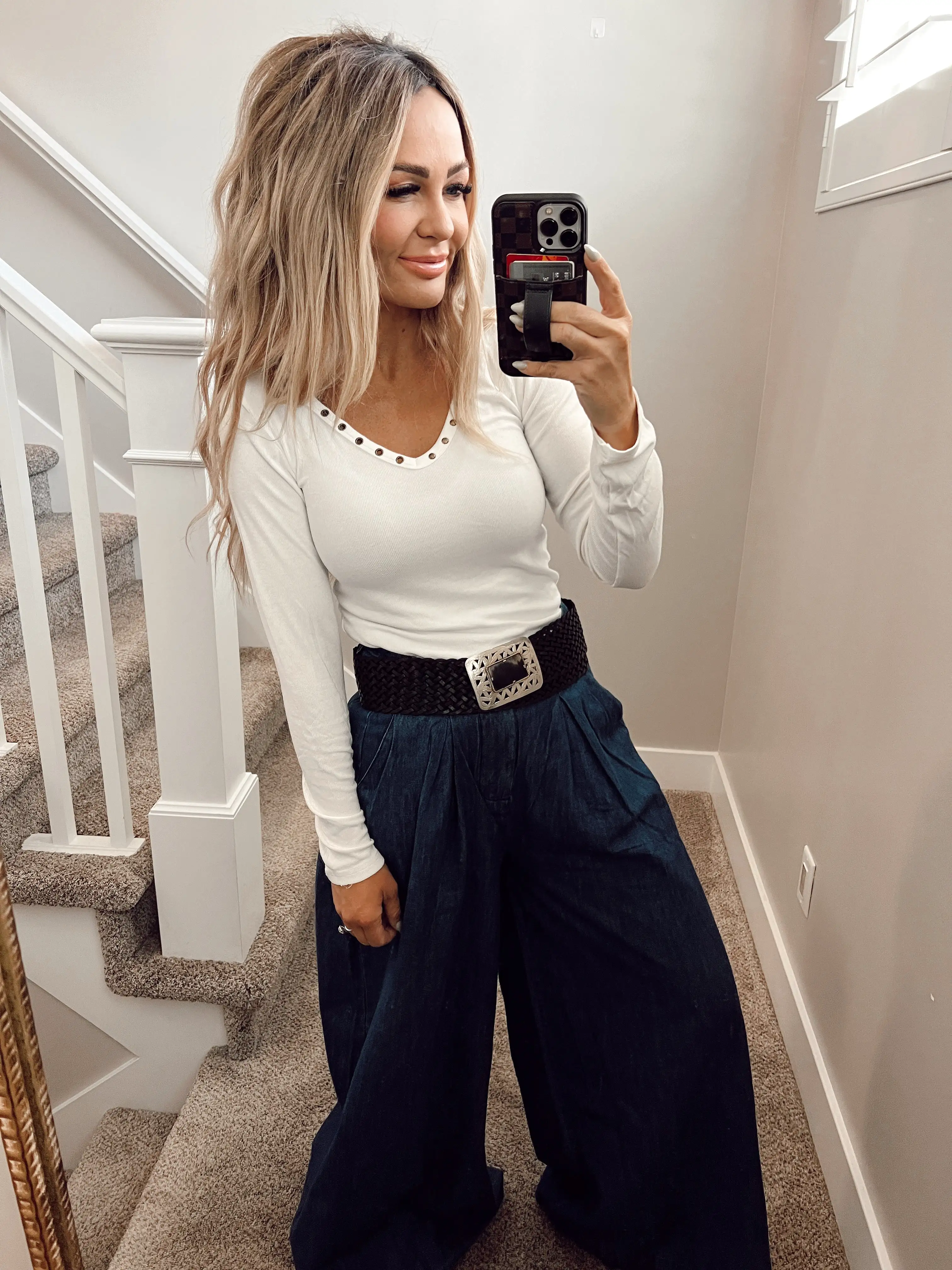 Dark denim wide leg