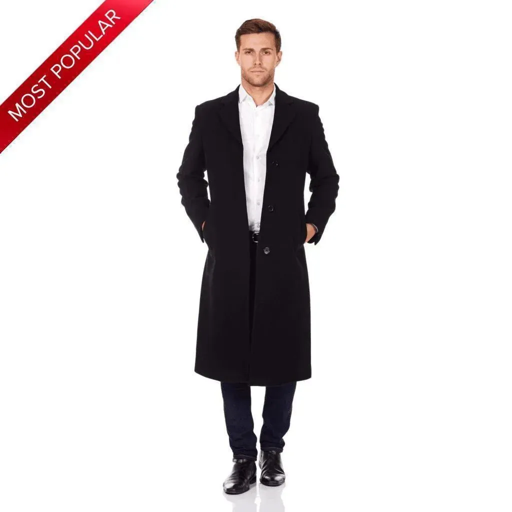 De La Creme MAN Wool & Cashmere Blend Covert Long Coat