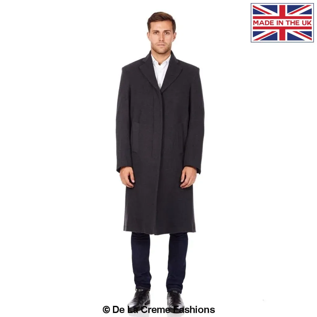 De La Creme MAN Wool & Cashmere Blend Covert Long Coat