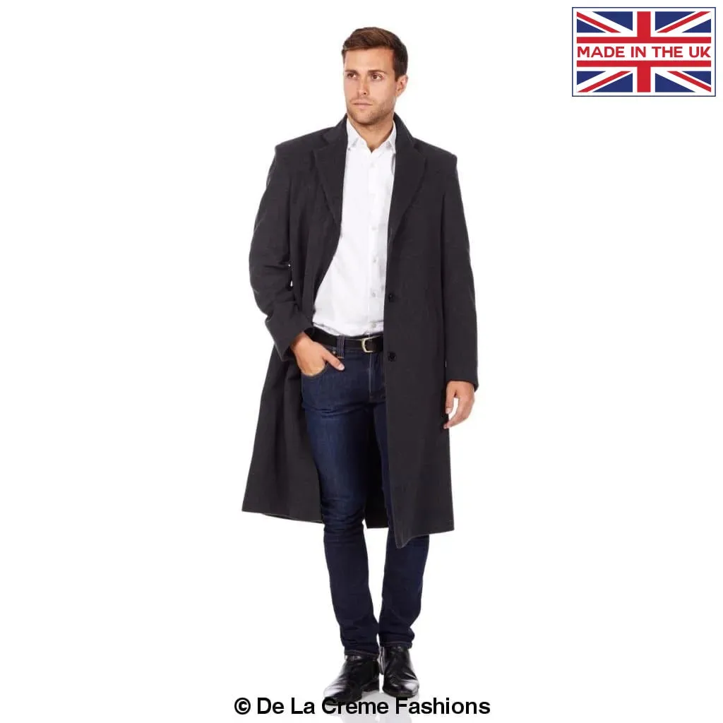 De La Creme MAN Wool & Cashmere Blend Covert Long Coat