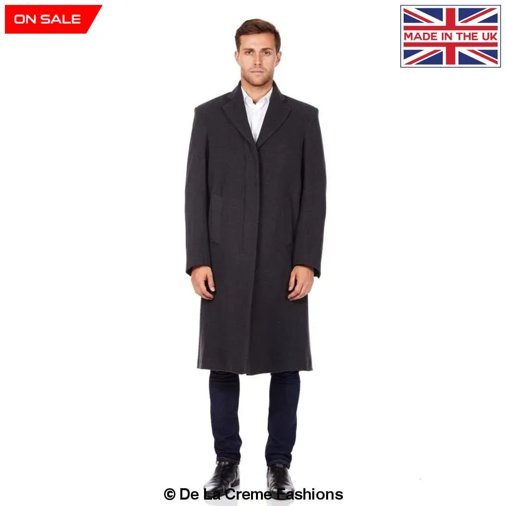 De La Creme MAN Wool & Cashmere Blend Covert Long Coat