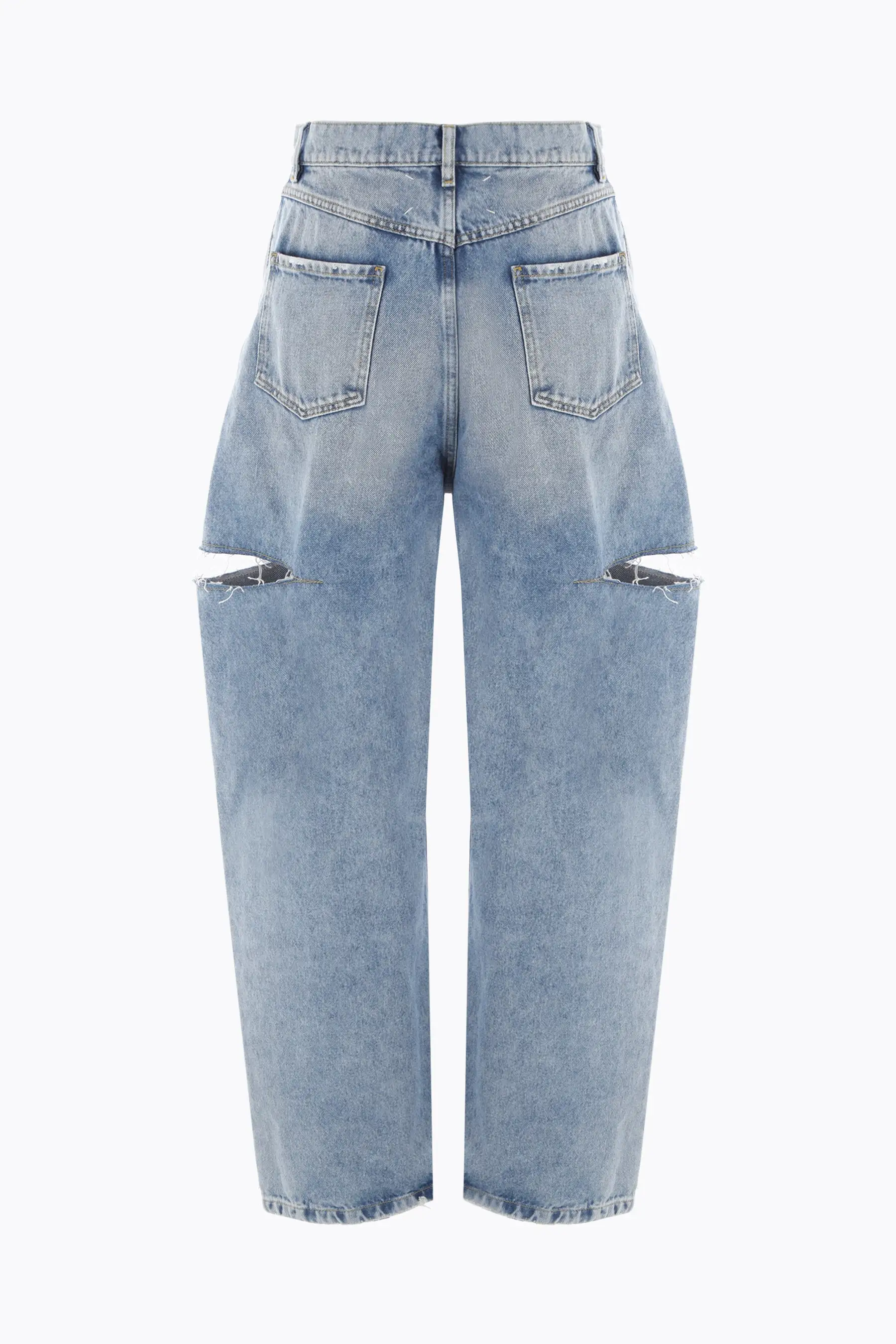 denim wide-leg jeans with cut-out