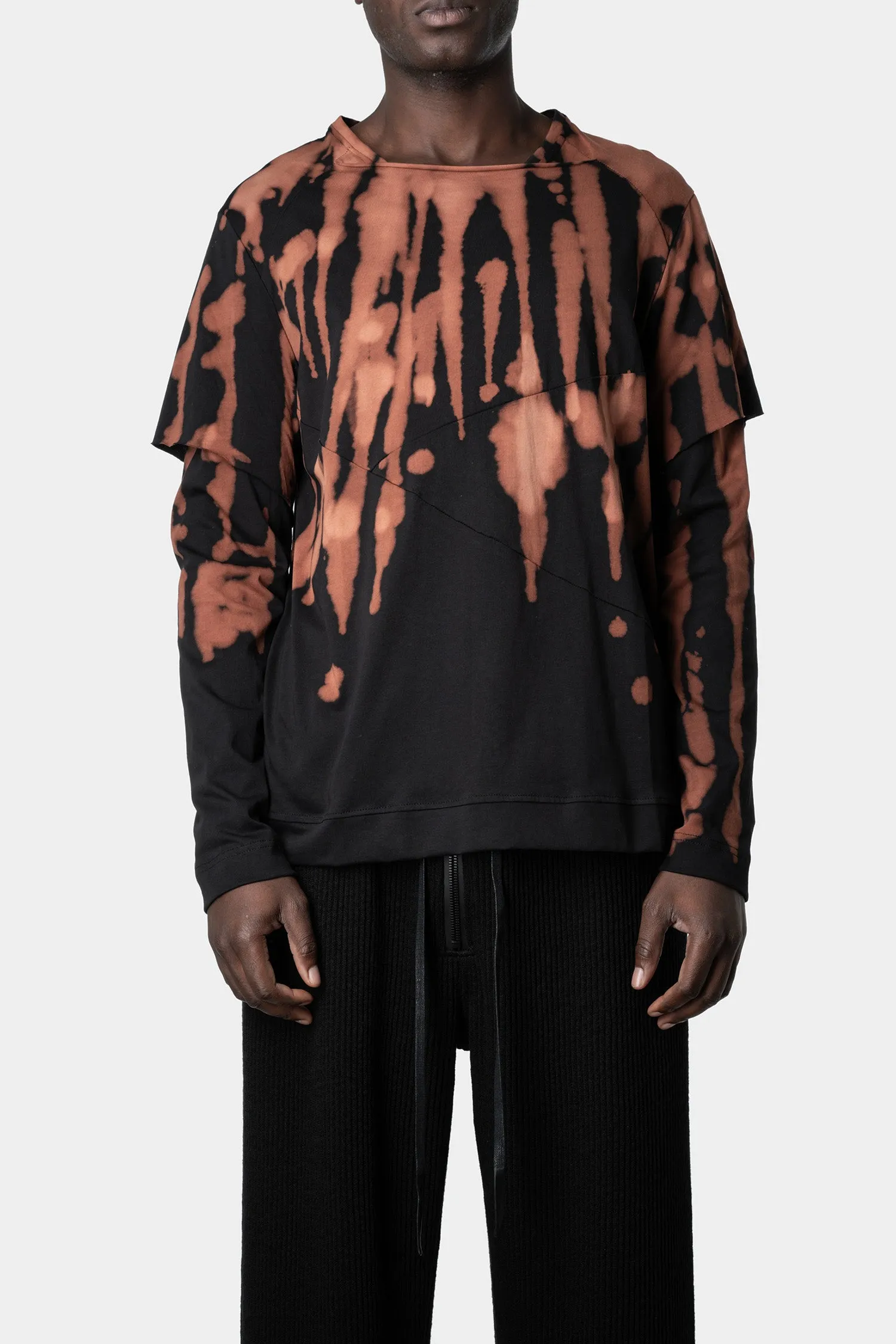 Double layer long sleeve tee, Inversion black/Rust