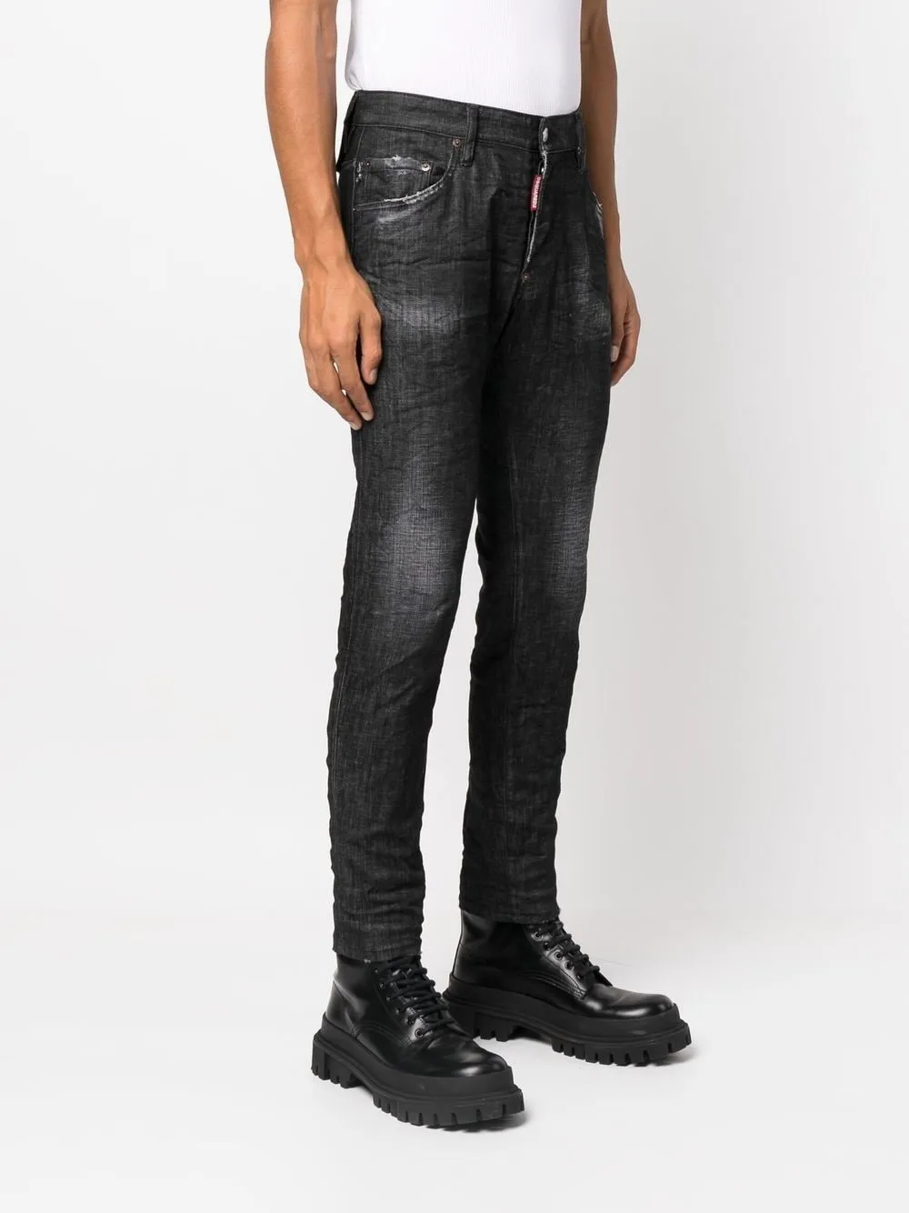 Dsquared2 Jean noir skinny à effet usé