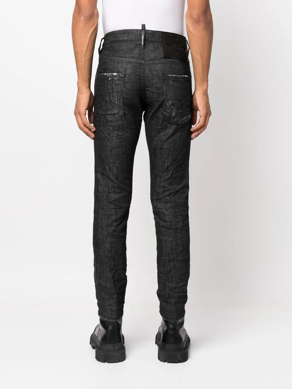 Dsquared2 Jean noir skinny à effet usé