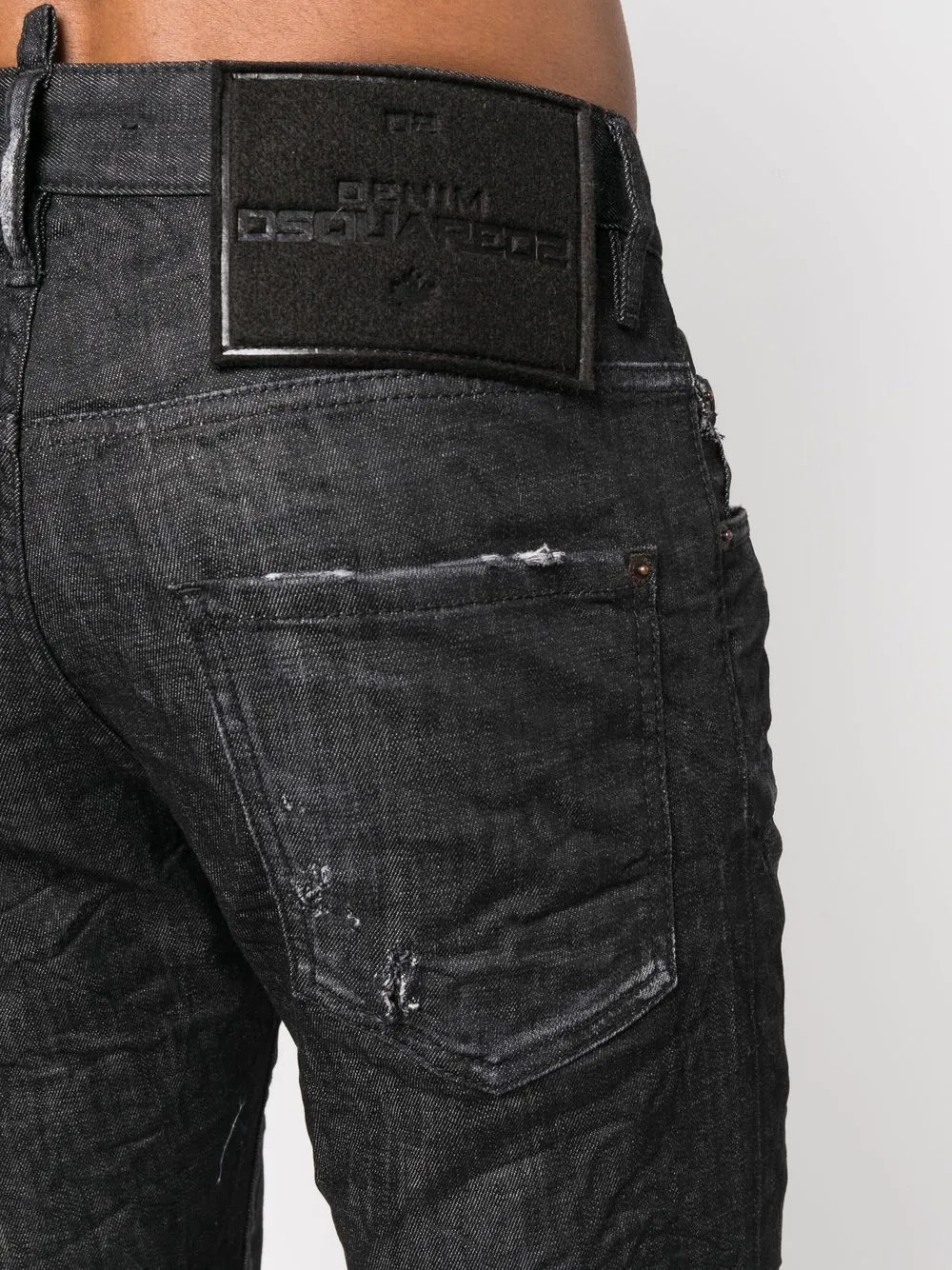 Dsquared2 Jean noir skinny à effet usé