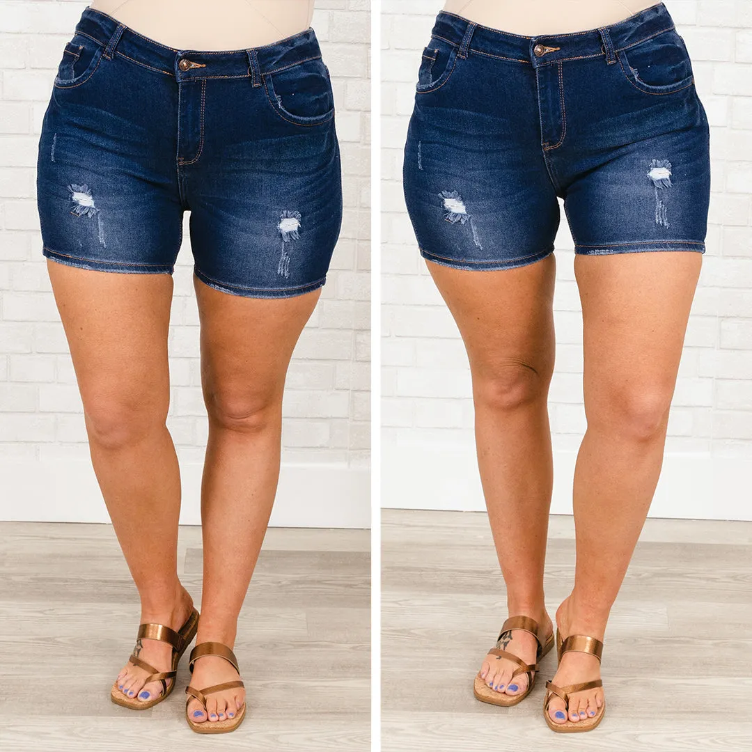 Feeling No Pressure Shorts, Dark Denim