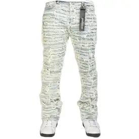 Foreign Brand Politics Thrashed Distressed Stacked Flare Jeans (Light Blue) DEBRIS511