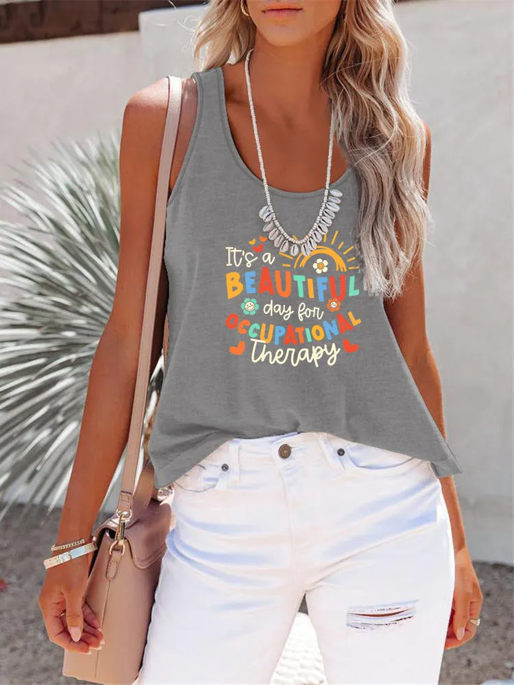 Full Size Letter Graphic Scoop Neck Tank