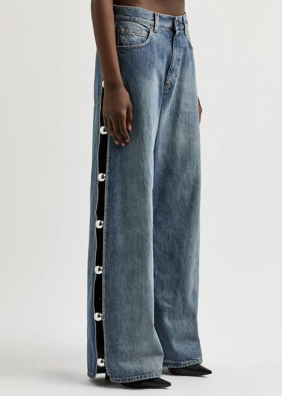 GIUSEPPE DI MORABITO Cut-out wide-leg jeans  -                         -                     -                