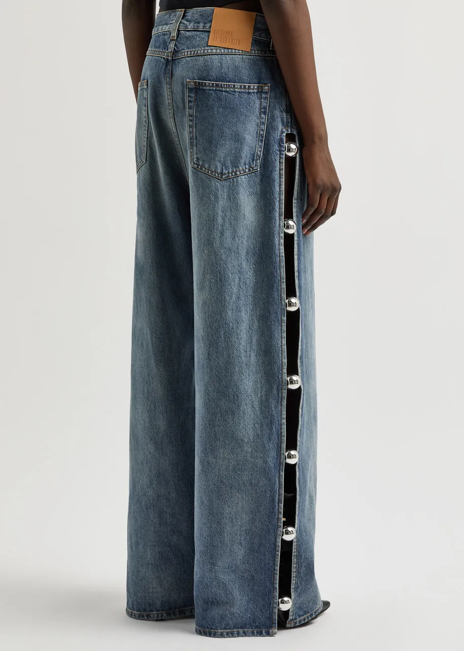 GIUSEPPE DI MORABITO Cut-out wide-leg jeans  -                         -                     -                