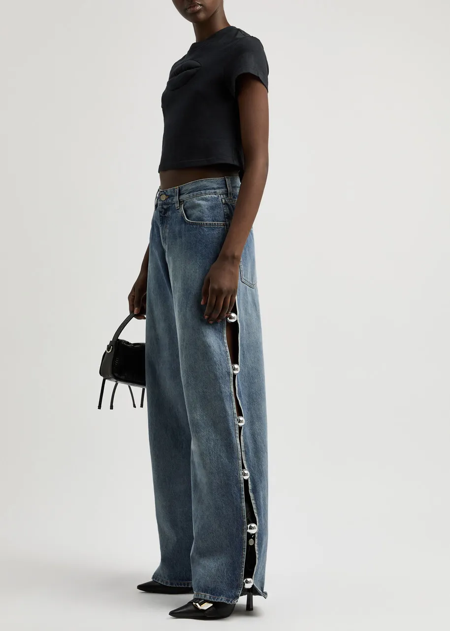 GIUSEPPE DI MORABITO Cut-out wide-leg jeans  -                         -                     -                