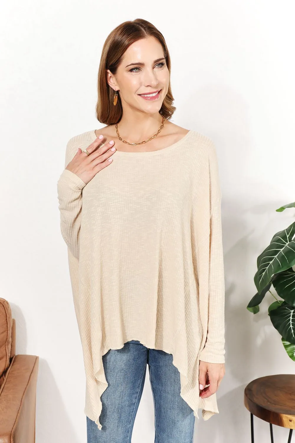 HEYSON Full Size Oversized Super Soft Ribbed Top