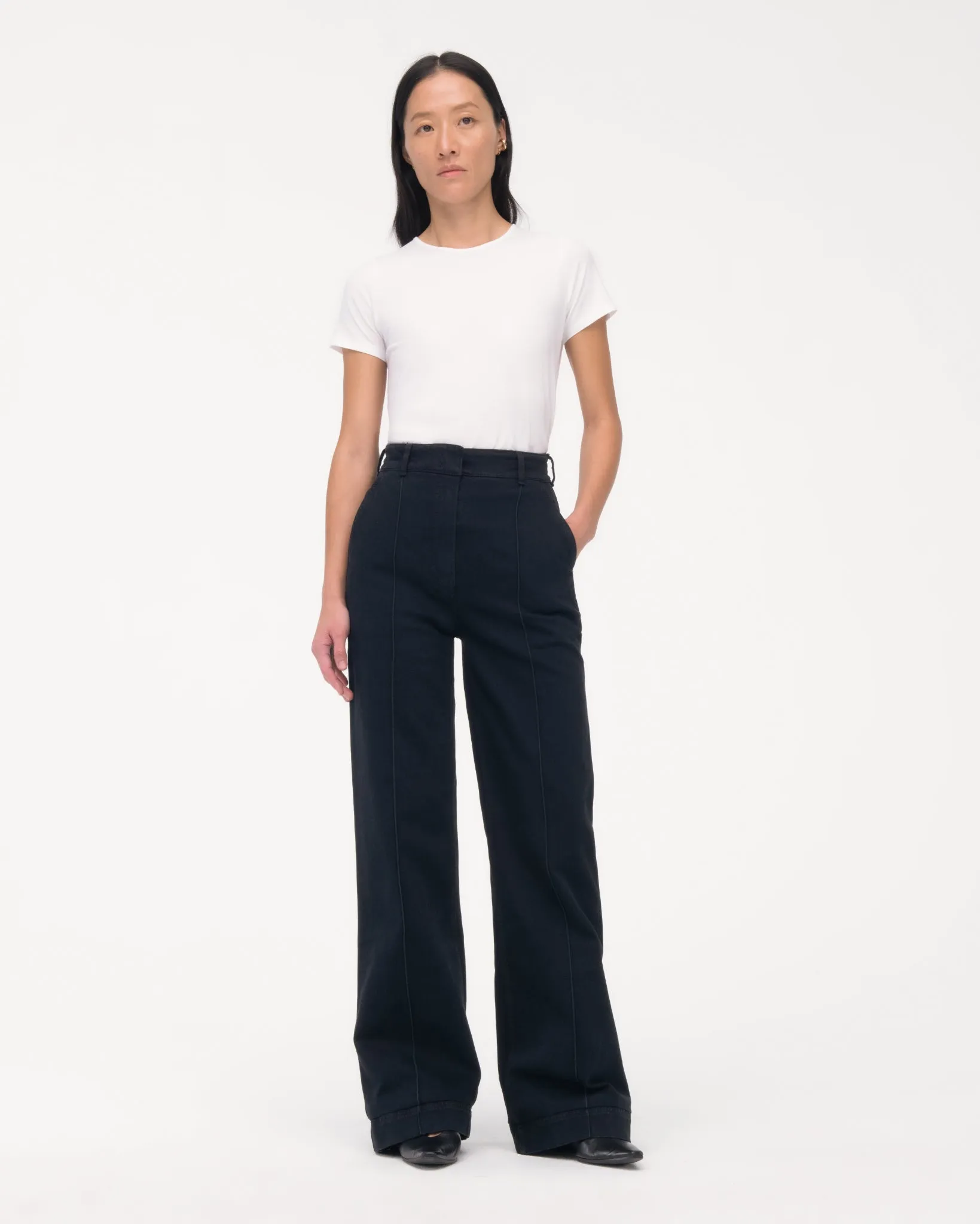 High Waisted Denim Trouser