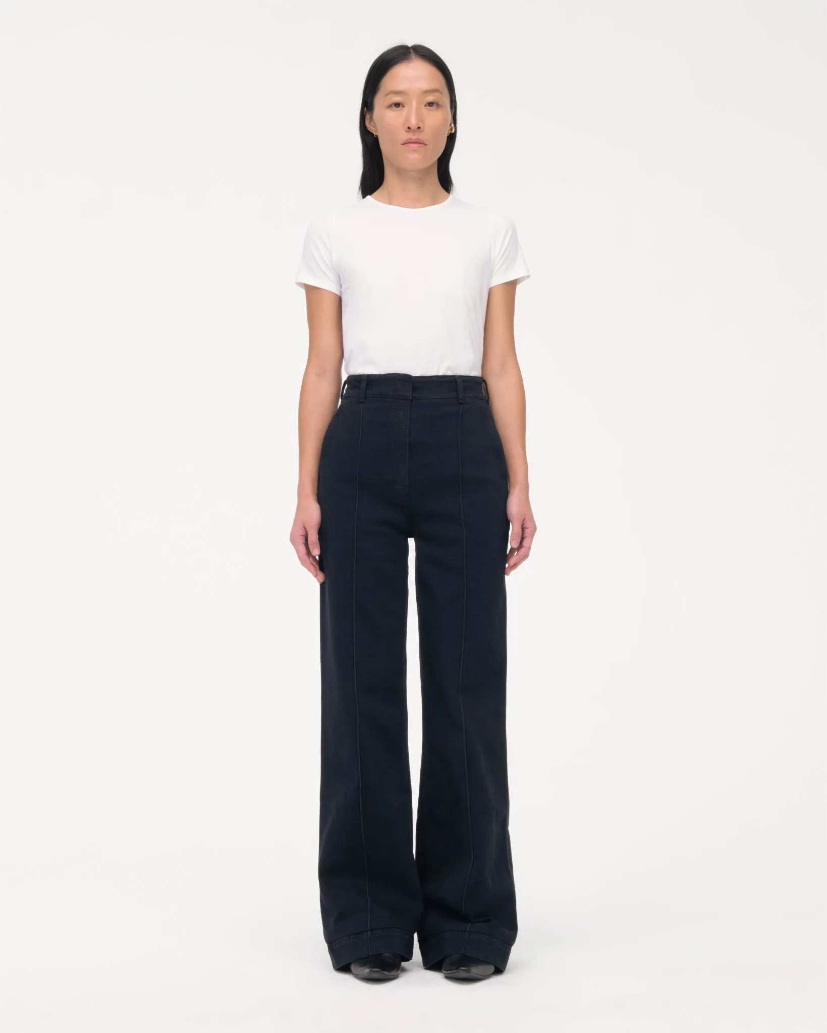 High Waisted Denim Trouser