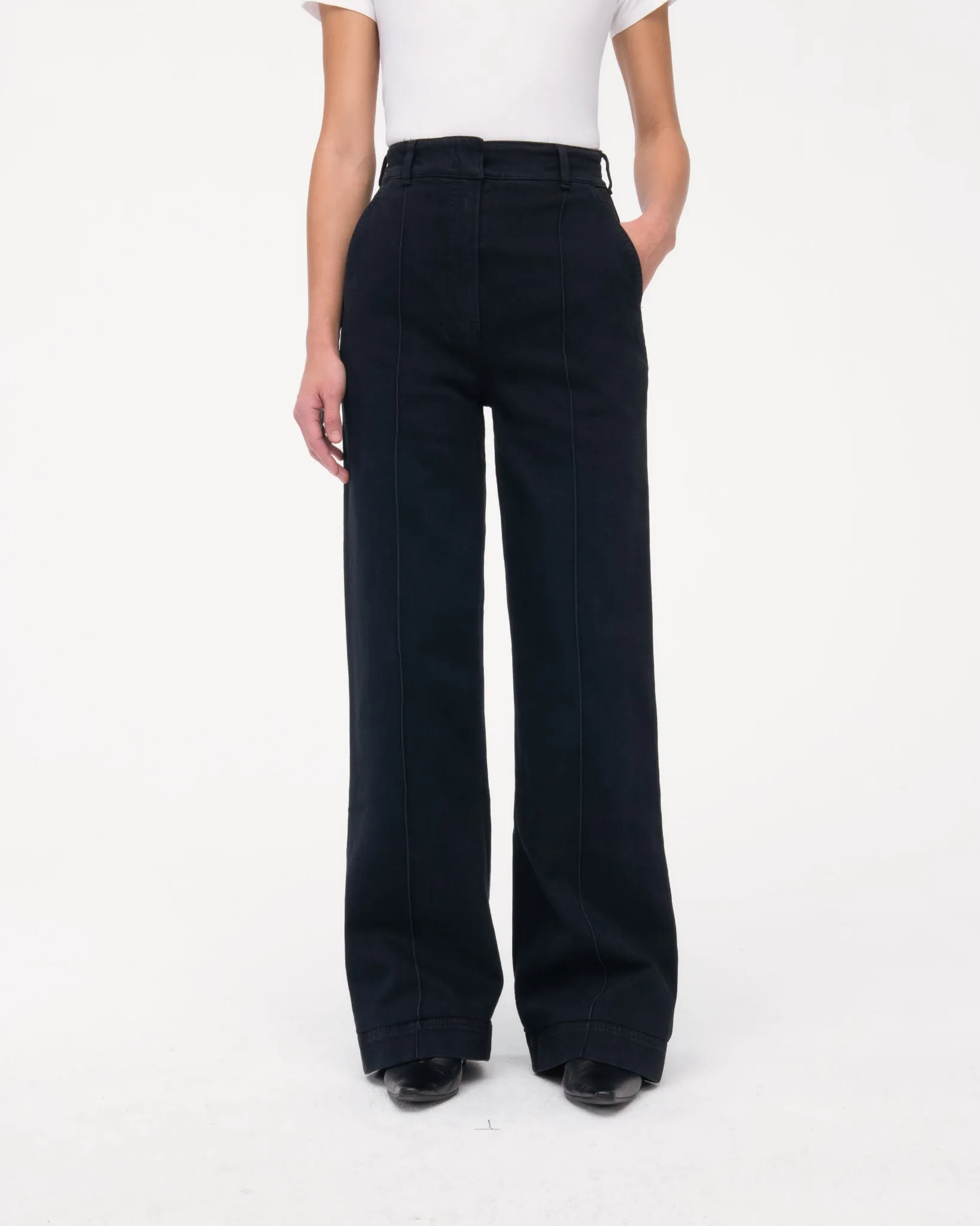 High Waisted Denim Trouser